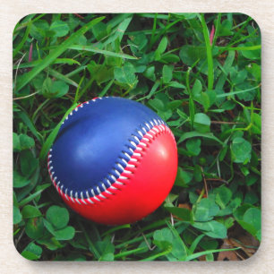 Red & Blue Baseball with White Stitching Coaster