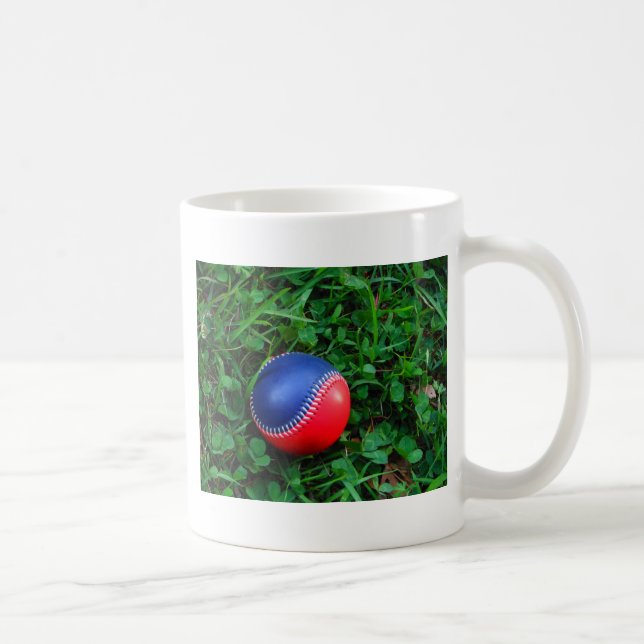 Red & Blue Baseball with White Stitching Coffee Mug (Right)
