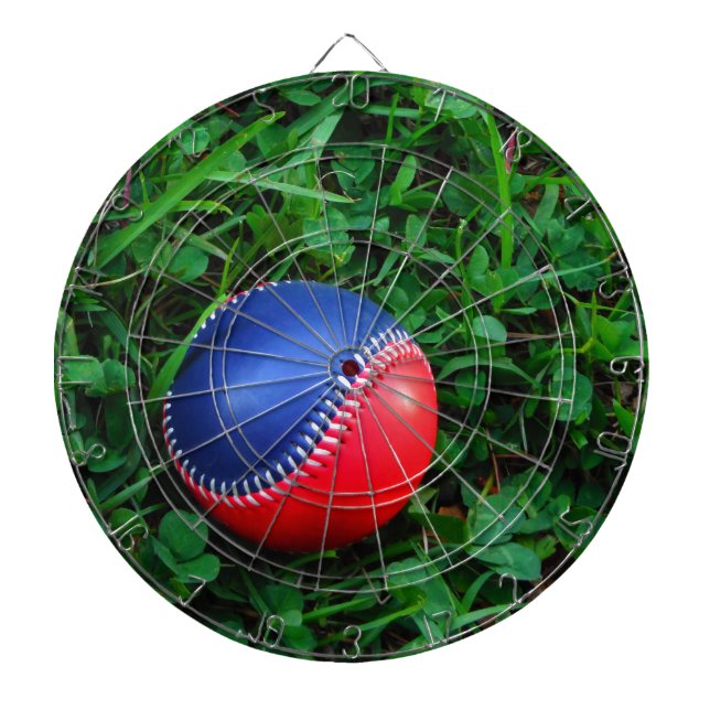 Red & Blue Baseball with White Stitching Dart Board (Front)