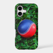 Red & Blue Baseball with White Stitching