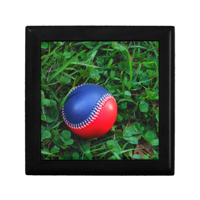 Red & Blue Baseball with White Stitching Jewelry Box (Front)