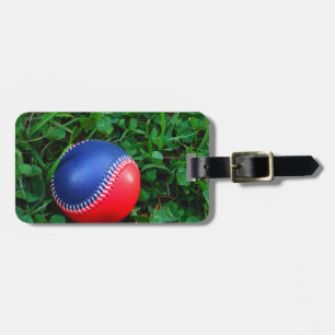 Red & Blue Baseball with White Stitching Luggage Tag
