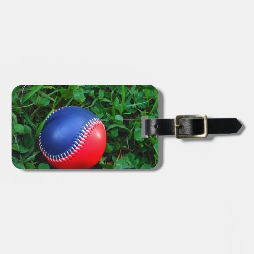 Red  Blue Baseball with White Stitching Luggage Tag