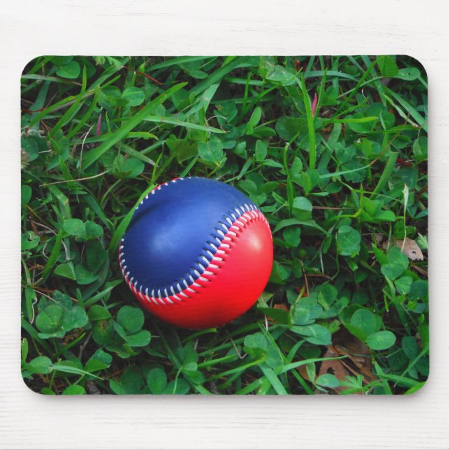 Red & Blue Baseball with White Stitching Mouse Pad (Front)