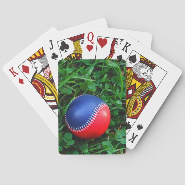 Red & Blue Baseball with White Stitching Poker Cards (Back)