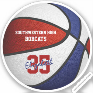 Red blue basketball girls boys team colors sticker
