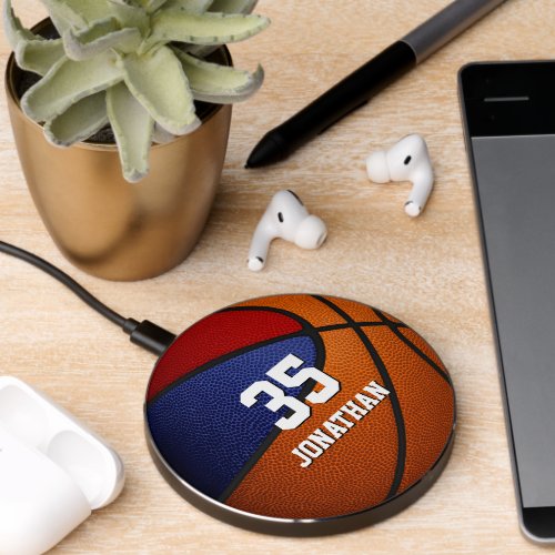 red blue basketball team sports tech accessories wireless charger 