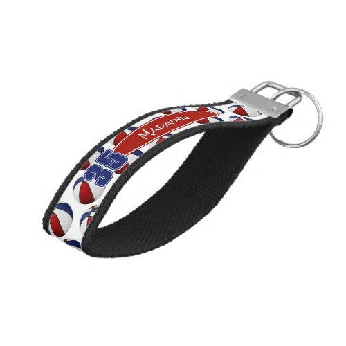 red blue basketball team colors wrist keychain