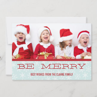 RED BLUE BE MERRY HOLIDAY PHOTO CARD