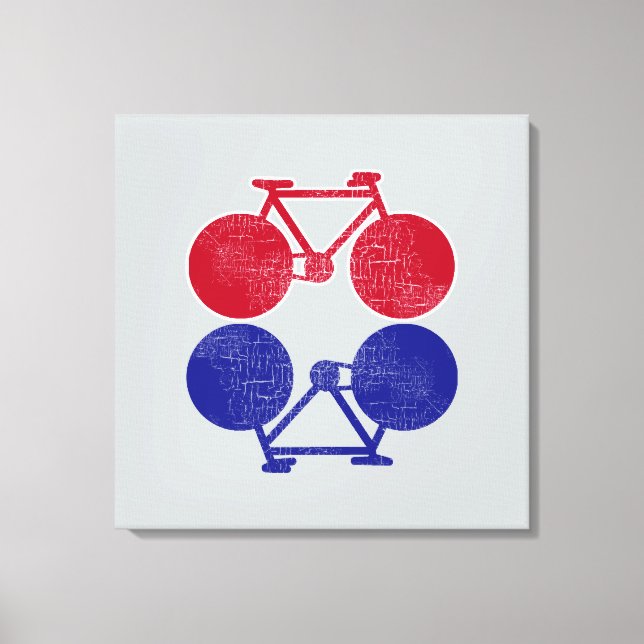 red blue bicycles mirrored biking-decor canvas print (Front)
