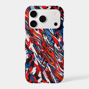 Red Blue Black Abstract Racing Flames iPhone 17 Pro Case
