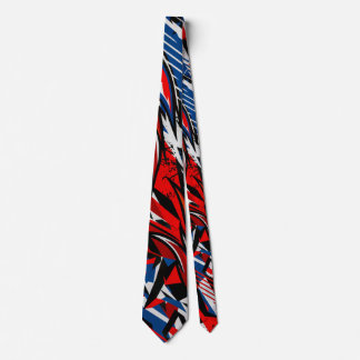 Red Blue Black Abstract Racing Flames Neck Tie