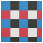 Red, blue, black and white checkerboard pattern fabric
