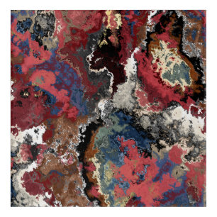 Red, blue, black and white marble abstract acrylic print
