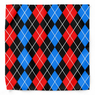 Red Blue Black Argyle Diamond Pattern Design Bandana
