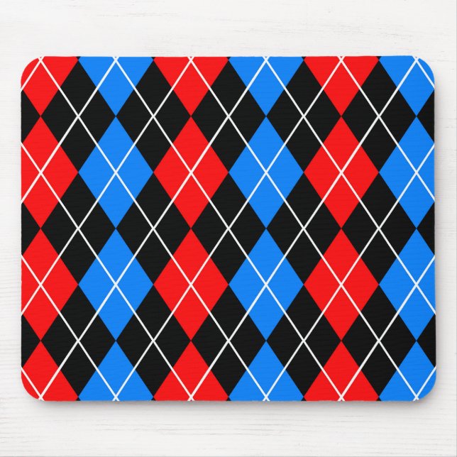 Red Blue Black Argyle Plaid Design  Mouse Pad (Front)