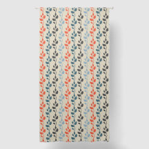 Red Blue Black Color Block Retro Pattern Curtain