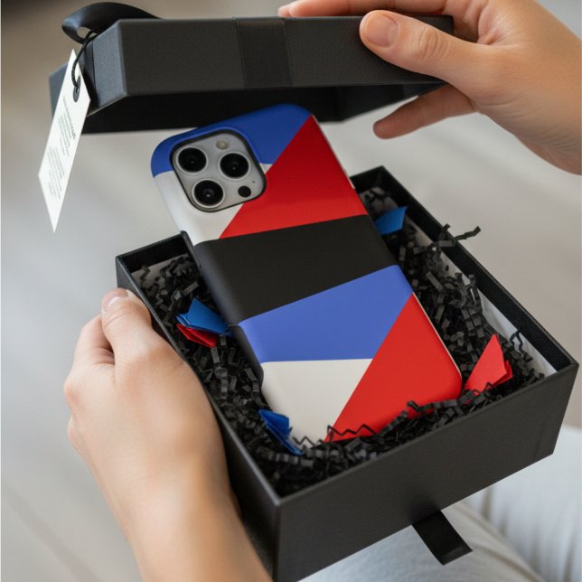 Red Blue Black Modern Geometric Abstract Art Case-Mate iPhone Case (Creator Uploaded)