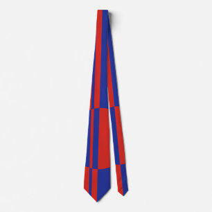 Red, blue bold circle stripes positive negative neck tie
