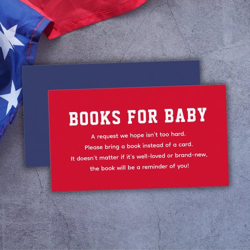 Red Blue Books For Baby 4th Of July Baby Shower Enclosure Card