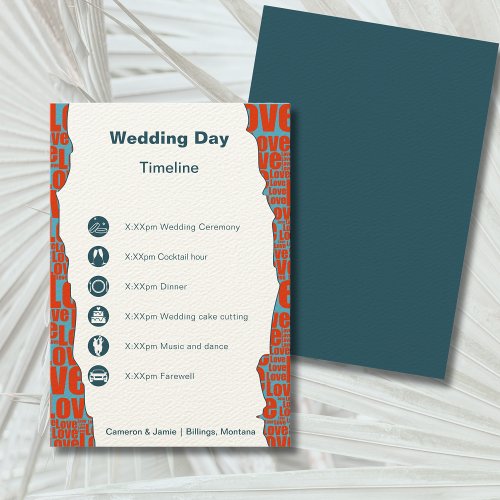 Red Blue Border Ecru Day of Event Enclosure Card