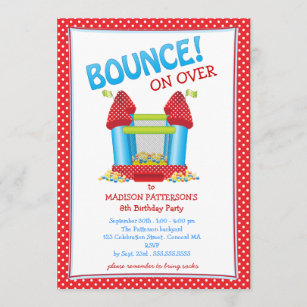 12 x Personalised Boy Girl Bouncy Castle Kids Birthday Party InvitationsH0124 