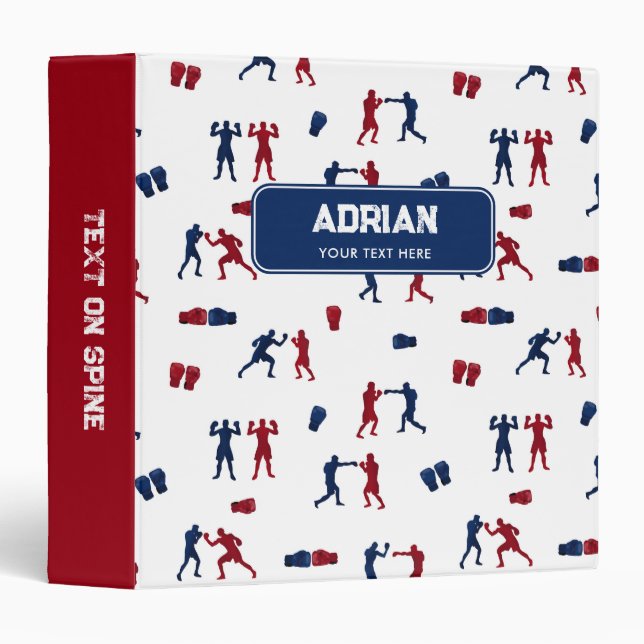 Red & Blue Boxing Gloves Boxer Pattern 3 Ring Binder (Front/Spine)