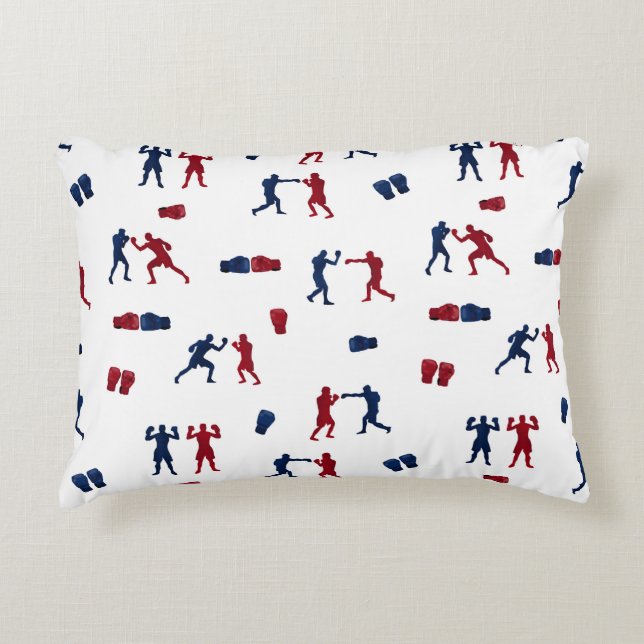Red & Blue Boxing Gloves Boxer Pattern Accent Pillow (Front)