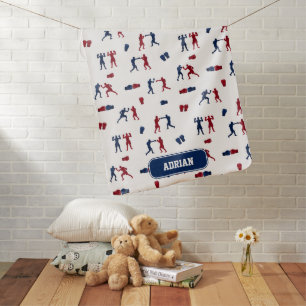 Red & Blue Boxing Gloves Boxer Pattern Baby Blanket