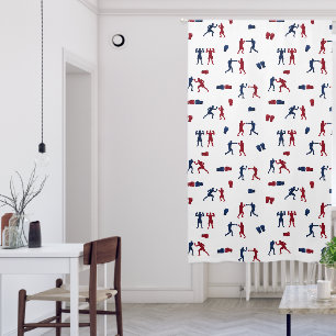 Red & Blue Boxing Gloves Boxer Pattern Blackout Curtains
