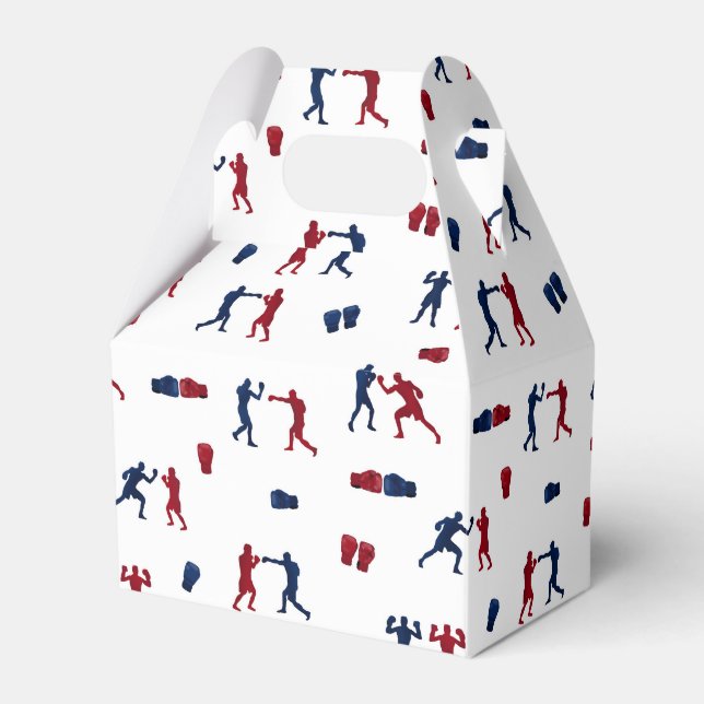 Red & Blue Boxing Gloves Boxer Pattern Favor Boxes (Front Side)