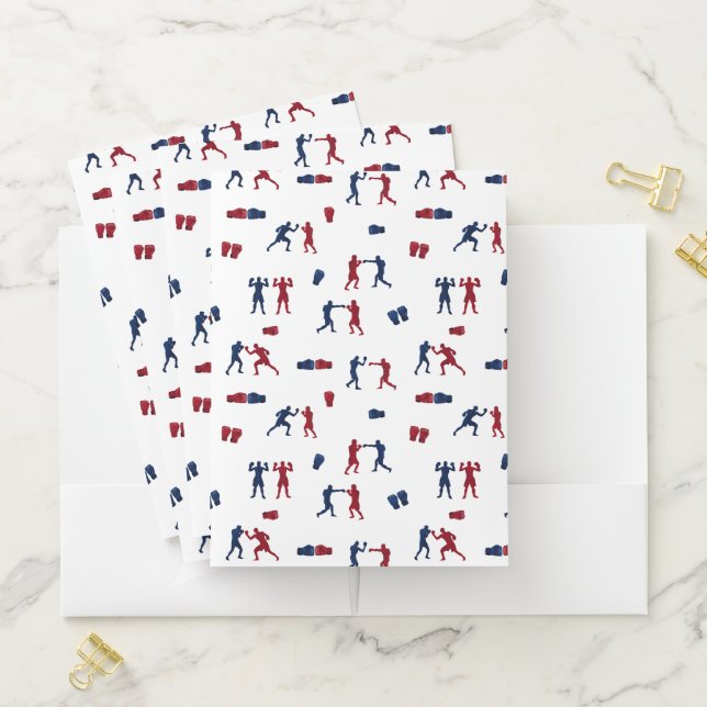 Red & Blue Boxing Gloves Boxer Pocket Folder (In Situ)