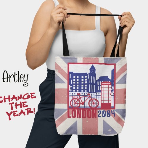 Red Blue British Flag London Scene Year Tote Bag