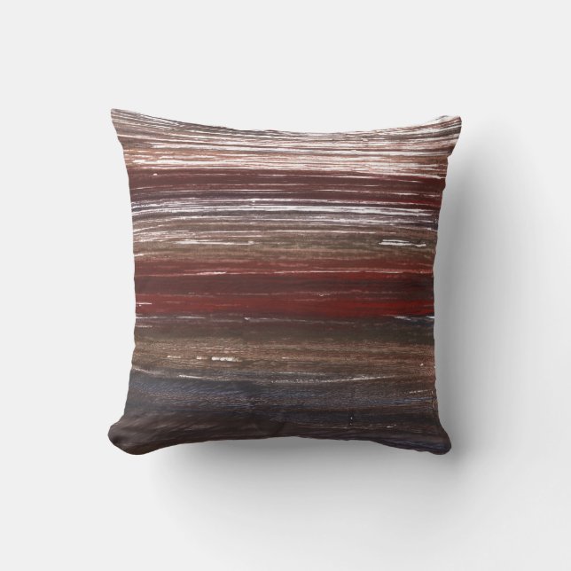 Red blue brown art throw pillow (Front)