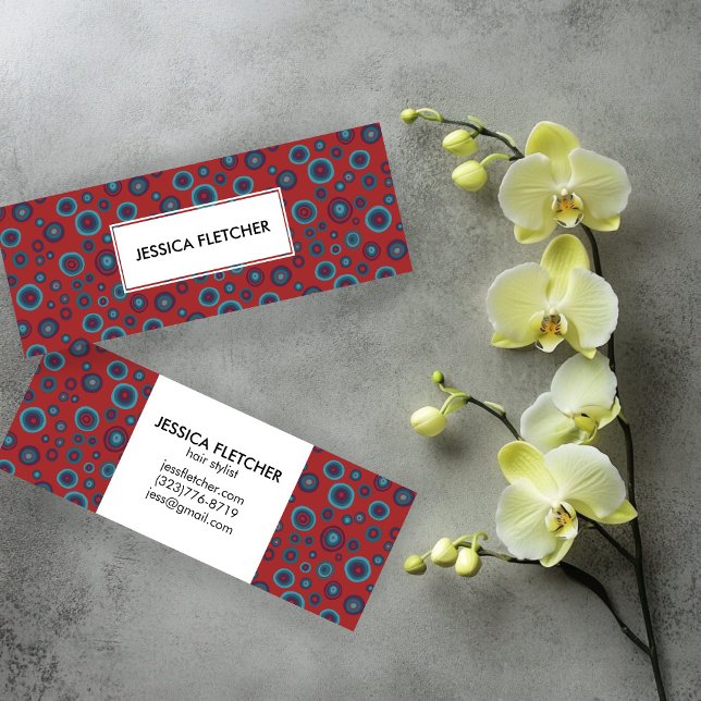 Red BLue Bubbles Minimalist Cool Circles Pattern Mini Business Card (Red BLue Bubbles Minimalist Cool Circles Pattern Mini Business Card
)
