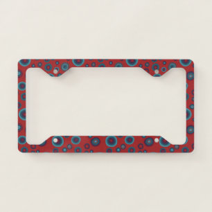 Red Blue Bubbles Modern Circles Pattern License Plate Frame