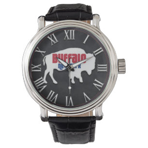Red & Blue Buffalo New York Silver Roman Numeral A Watch
