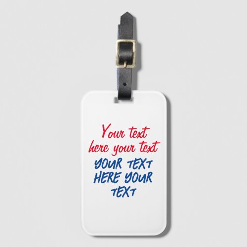 Red Blue Calligraphy Your Text Here Replace Slogan Luggage Tag