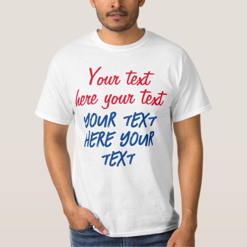 Red Blue Calligraphy Your Text Here Replace Slogan T_Shirt