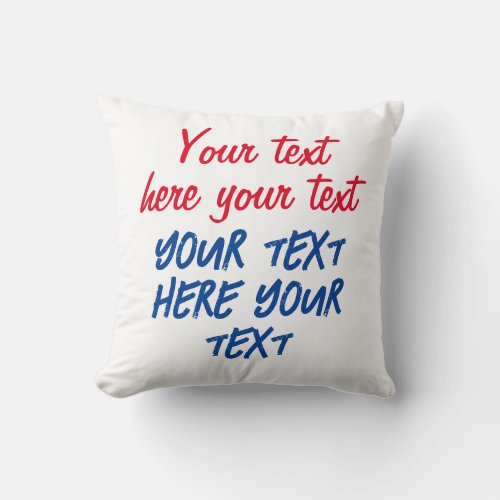 Red Blue Calligraphy Your Text Here Replace Slogan Throw Pillow