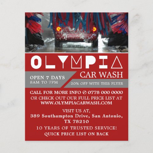 Red  Blue Car Wash Cleaning Service Advertising Flyer