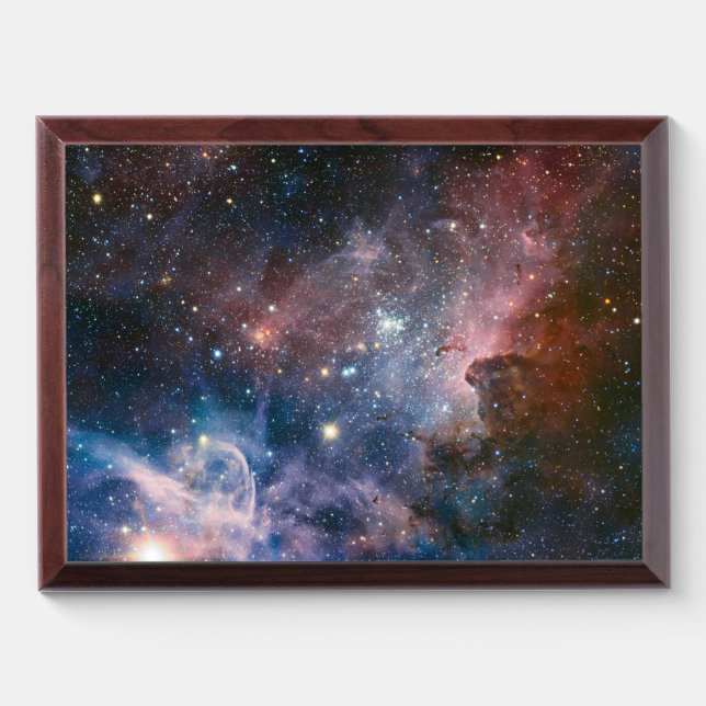 Red & Blue Carina Nebula Hubble Telescope Award Plaque (Horizontal)