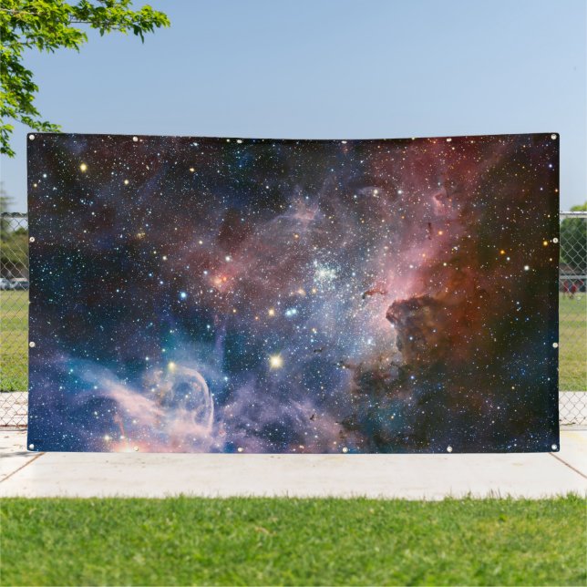 Red & Blue Carina Nebula Hubble Telescope Banner (Outside)