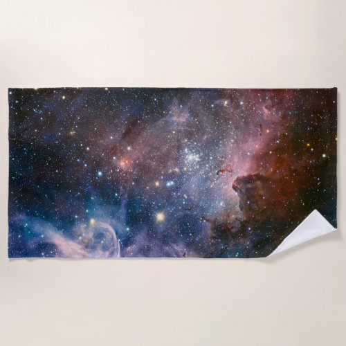 Red  Blue Carina Nebula Hubble Telescope Beach Towel