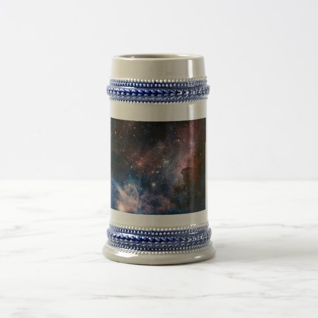 Red & Blue Carina Nebula Hubble Telescope Beer Stein (Center)