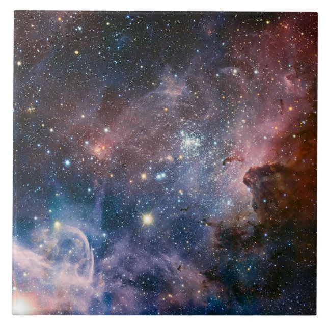 Red & Blue Carina Nebula Hubble Telescope Ceramic Tile (Front)