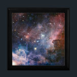 Red & Blue Carina Nebula Hubble Telescope Gift Box<br><div class="desc">In the Carina Nebula, a fiery dance of creation unfolds. Swirls of red hydrogen gas cradle newborn stars, while pockets of cool, blue oxygen gas hint at the raw materials for future stellar generations. This image, taken by the Hubble Space Telescope with its colors shifted to emphasize these elements, captures...</div>