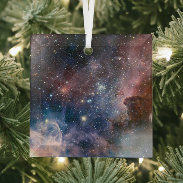 Red & Blue Carina Nebula Hubble Telescope Glass Ornament (Insitu)
