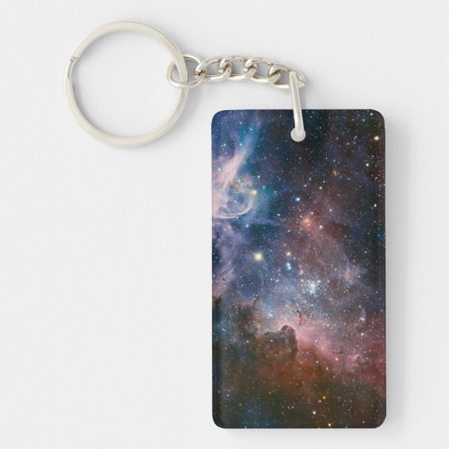 Red & Blue Carina Nebula Hubble Telescope Keychain (Front)
