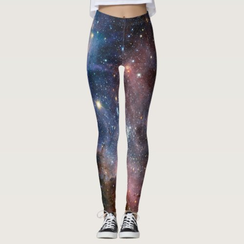 Red  Blue Carina Nebula Hubble Telescope Leggings